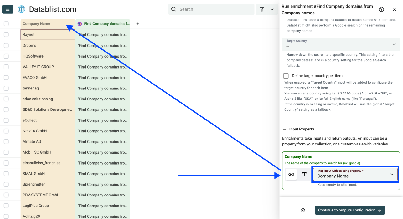 Company Name To Domain - Map The Input Column