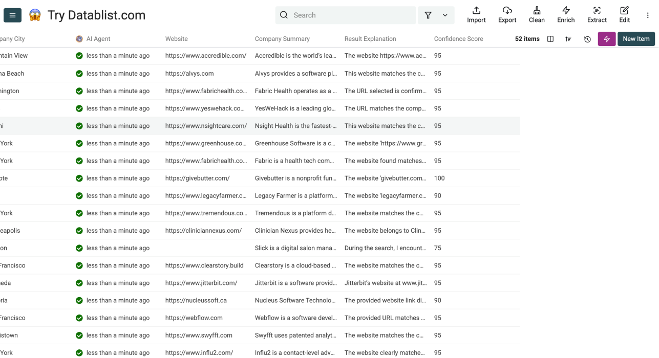 Company Name To Domain - AI Agent Results